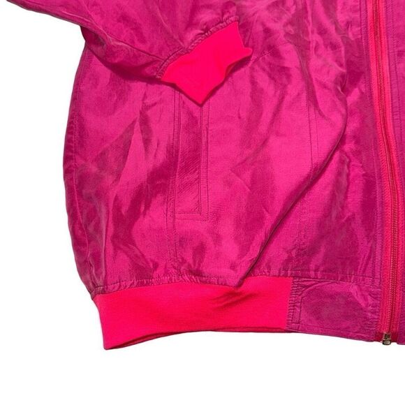 Vintage silk bomber windbreaker jacket men’s sz Med pink full zip - Picture 5 of 8